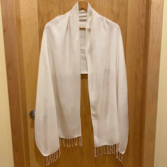 White Pashmina-Style Scarf - Picture 1 of 8